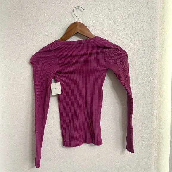 NWT Free People Womens Shirt Clean Slate Seamless Boysenberry Size Medium Large - Picture 3 of 10